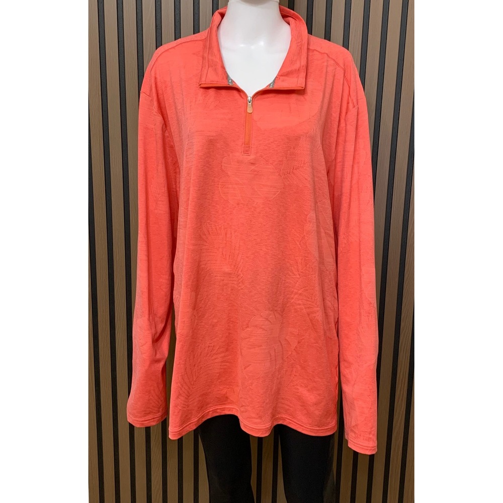Tommy Bahama IslandZone Men's XXL Coral Tropical Floral Quarter Zip Pullover